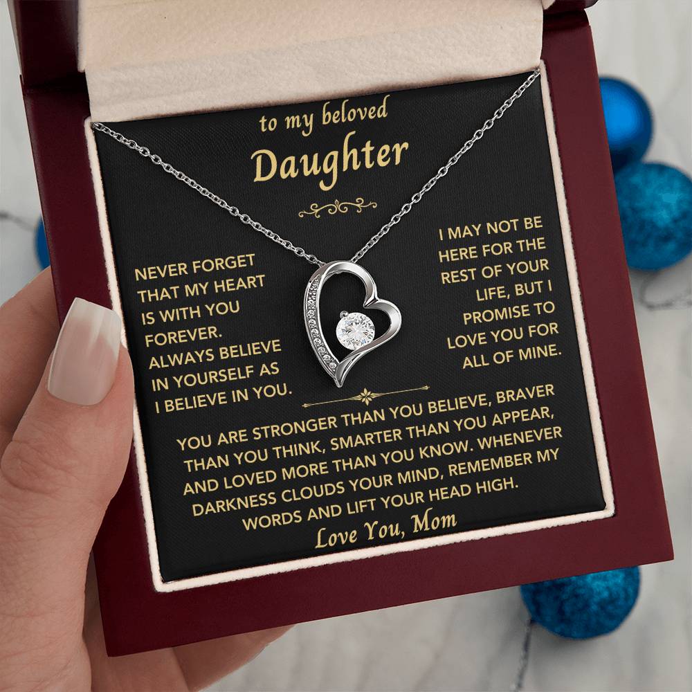 To My Beloved Daughter From Mom- Forever Love Heart Necklace-New Design