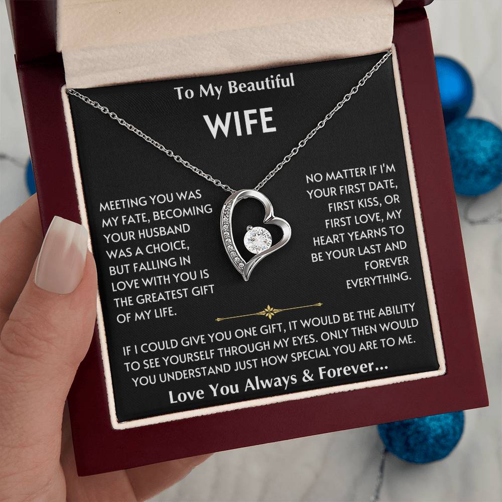 To My Beautiful Wife - Love You Forever - Love Heart Necklace