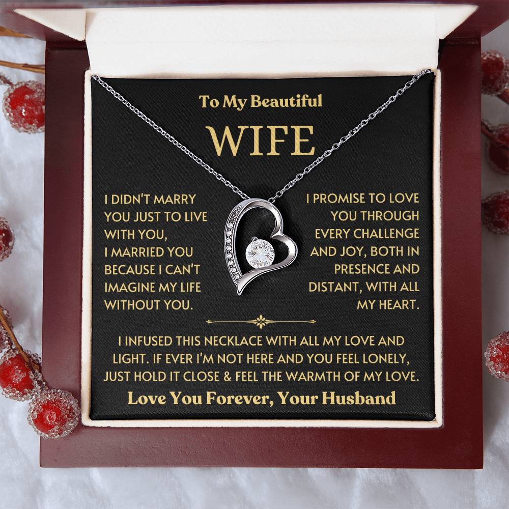 To My Beautiful Wife - Promise to Love You - Love Heart Necklace