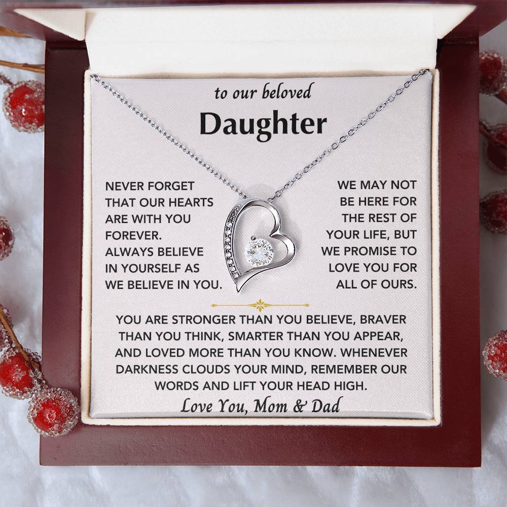 To Our Beloved Daughter From Mom & Dad - Forever Love Heart Necklace