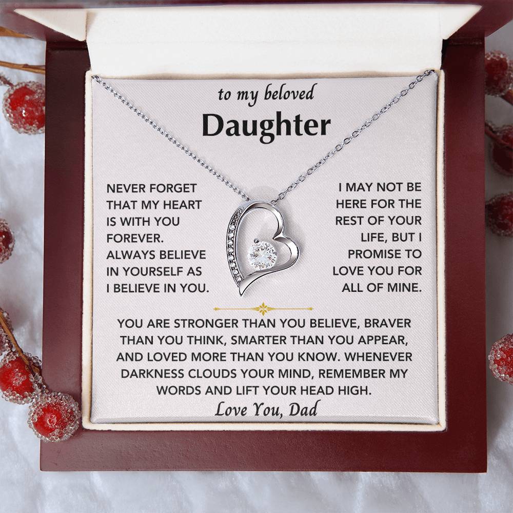 To My Beloved Daughter From Dad- Forever Love Heart Necklace