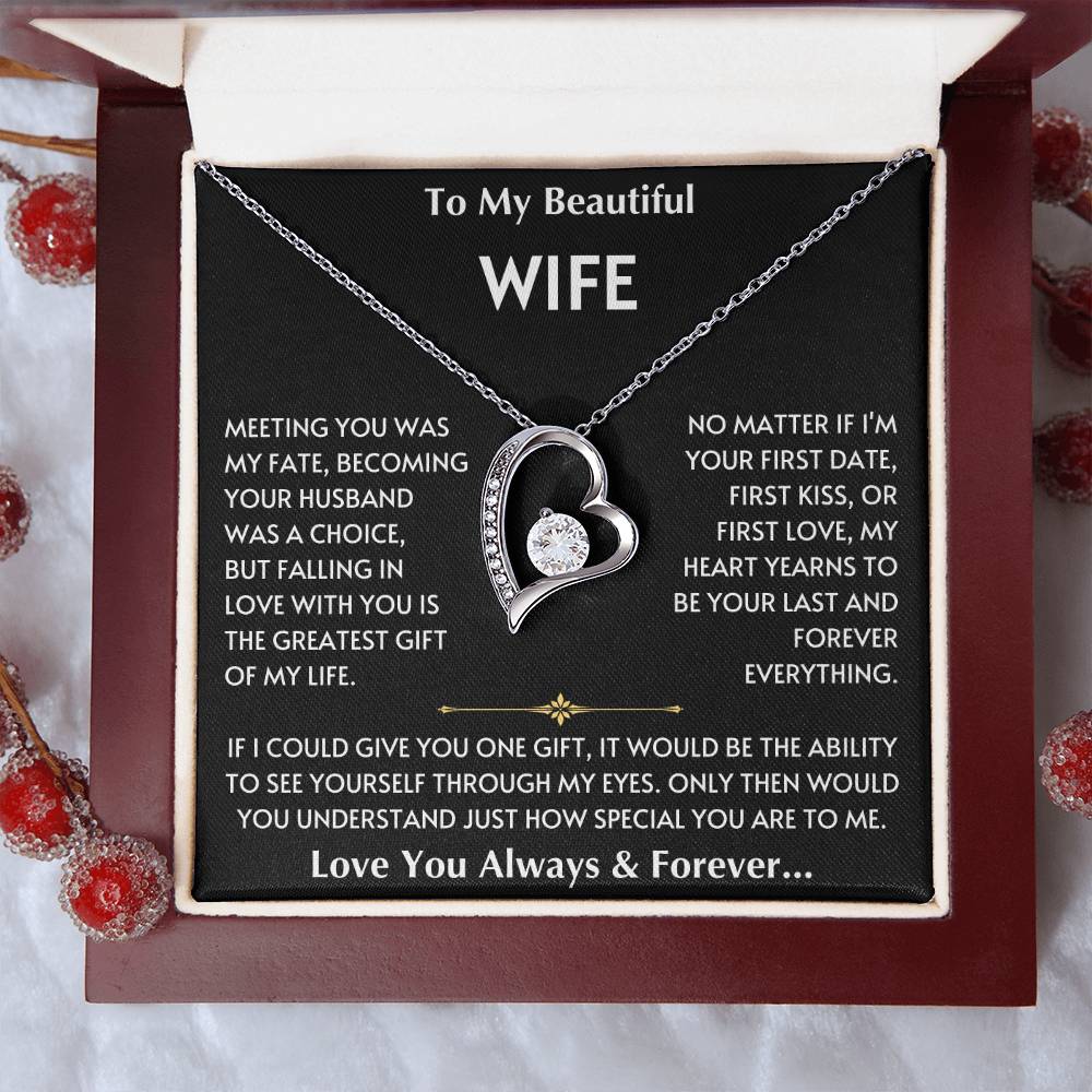 To My Beautiful Wife - Love You Forever - Love Heart Necklace