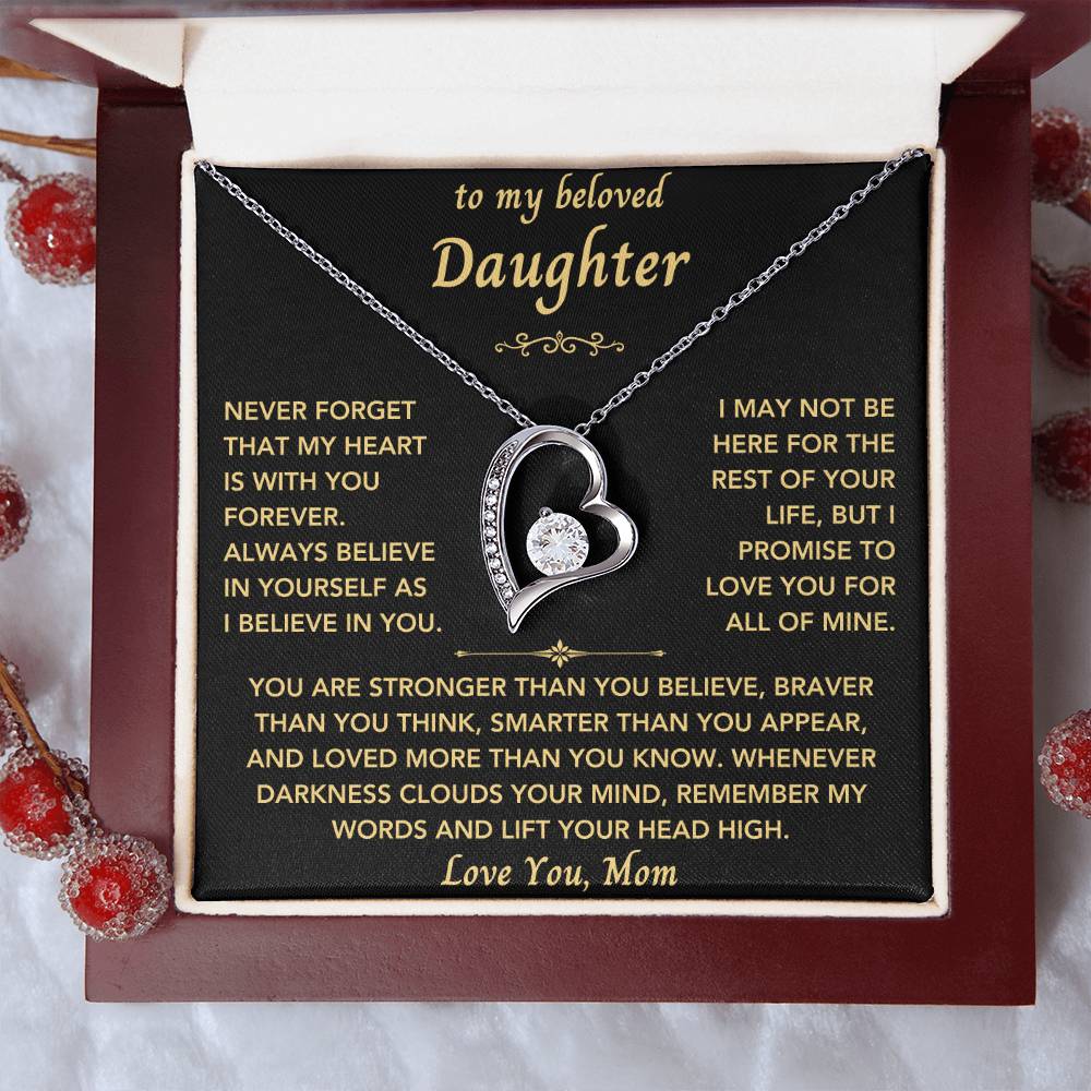 To My Beloved Daughter From Mom- Forever Love Heart Necklace-New Design