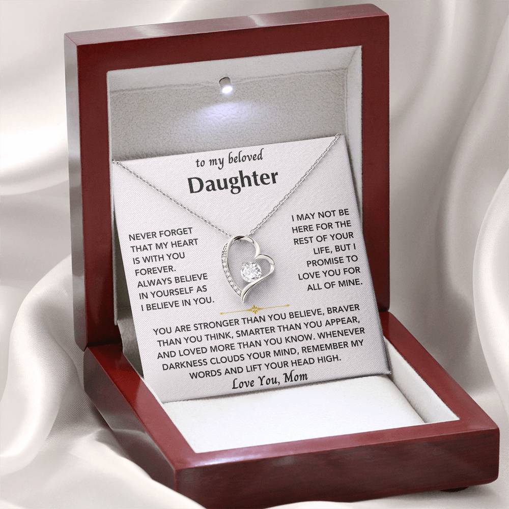 To My Beloved Daughter From Mom- Forever Love Heart Necklace