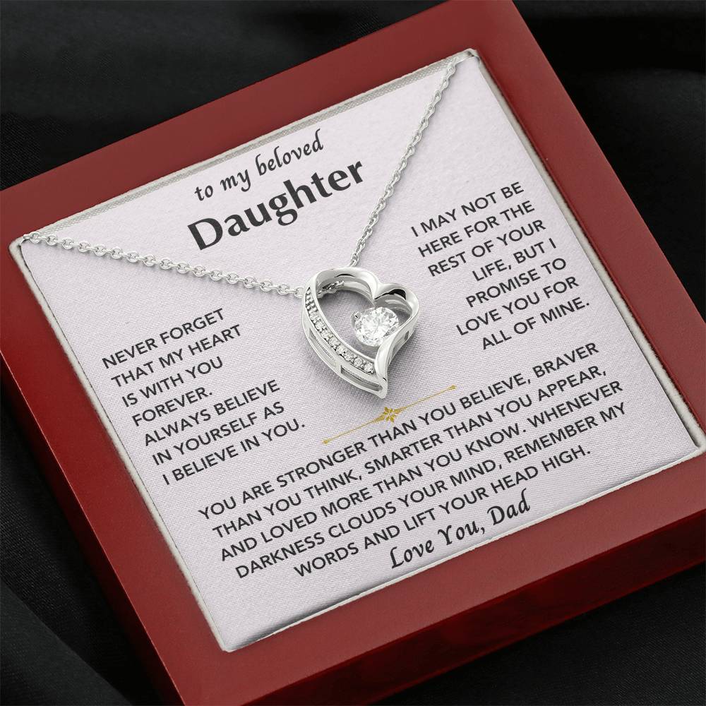 To My Beloved Daughter From Dad- Forever Love Heart Necklace