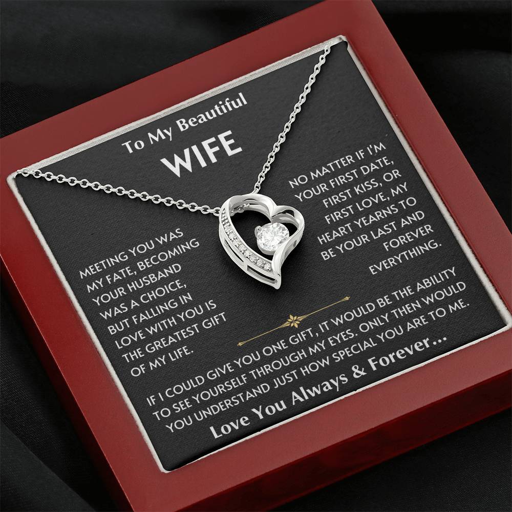 To My Beautiful Wife - Love You Forever - Love Heart Necklace