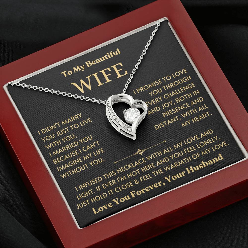 To My Beautiful Wife - Promise to Love You - Love Heart Necklace