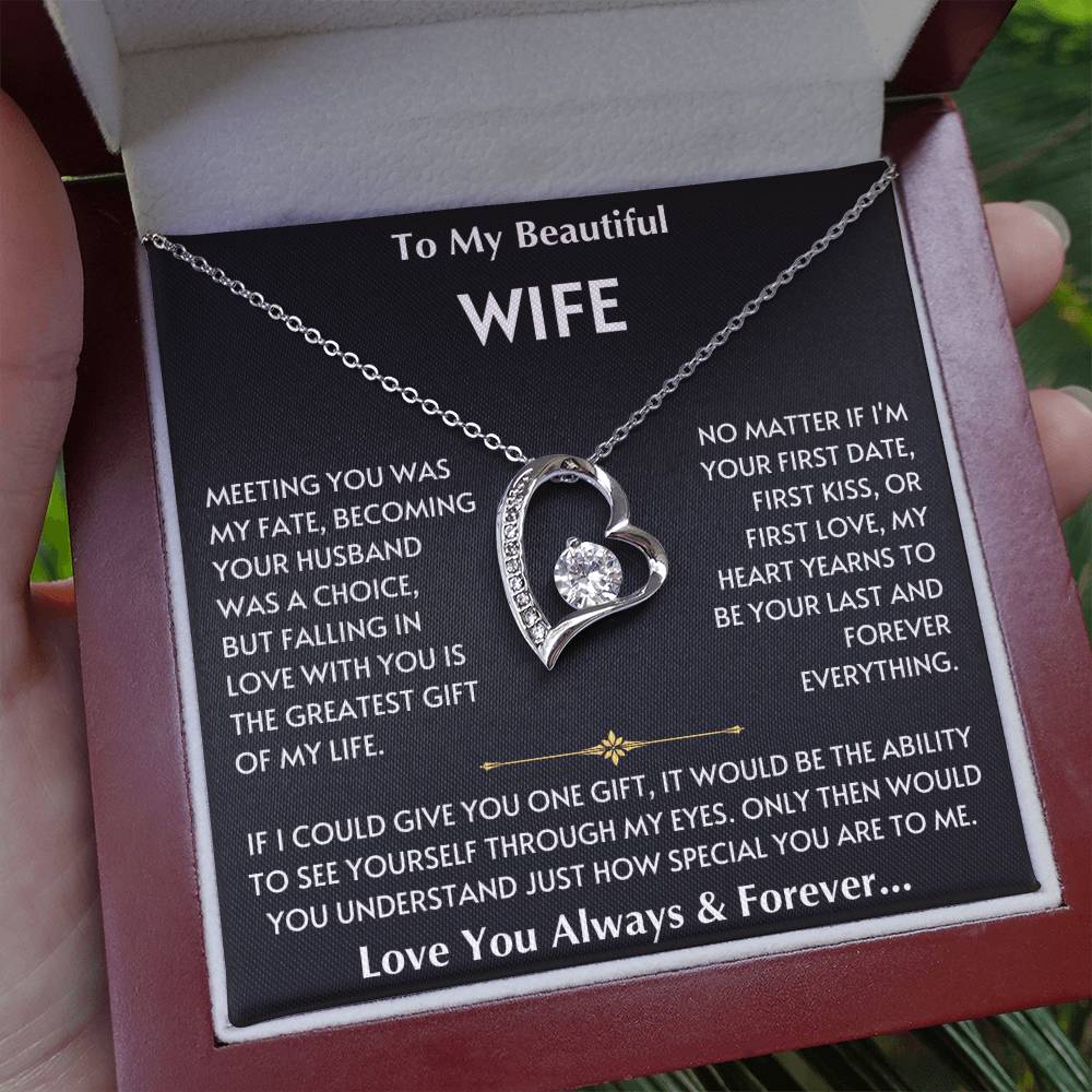 To My Beautiful Wife - Love You Forever - Love Heart Necklace