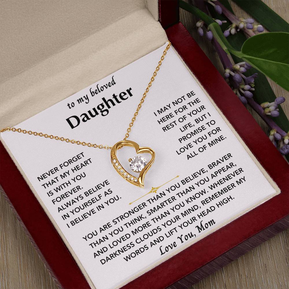 To My Beloved Daughter From Mom- Forever Love Heart Necklace