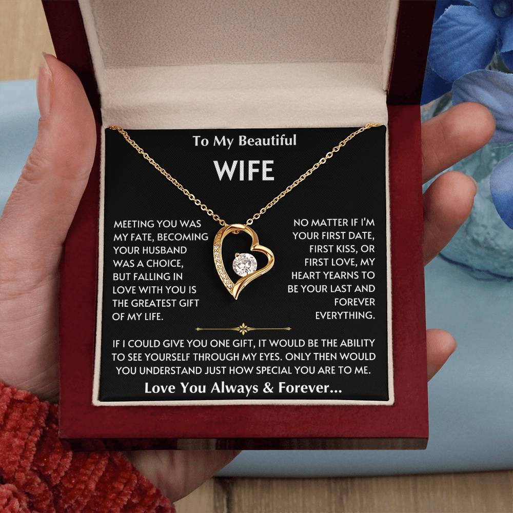 To My Beautiful Wife - Love You Forever - Love Heart Necklace