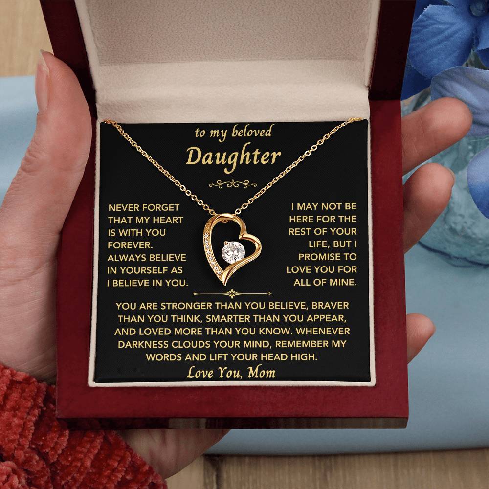 To My Beloved Daughter From Mom- Forever Love Heart Necklace-New Design