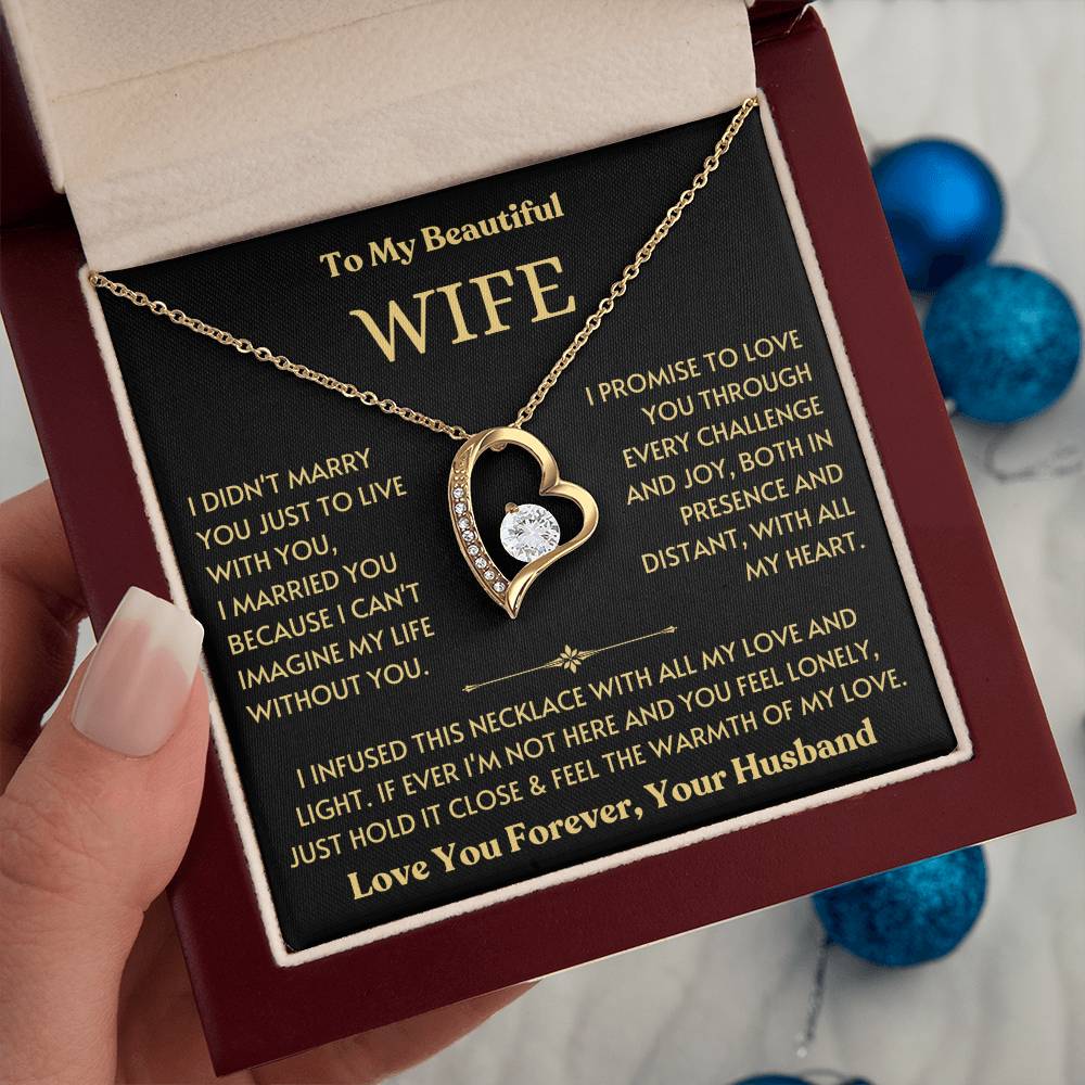 To My Beautiful Wife - Promise to Love You - Love Heart Necklace