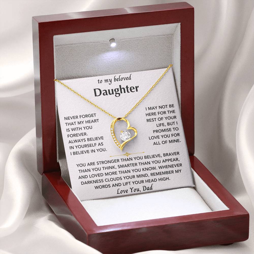 To My Beloved Daughter From Dad- Forever Love Heart Necklace