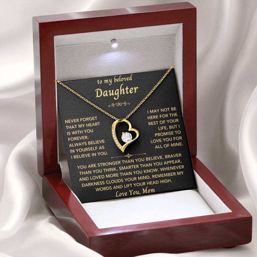 To My Beloved Daughter From Mom- Forever Love Heart Necklace-New Design