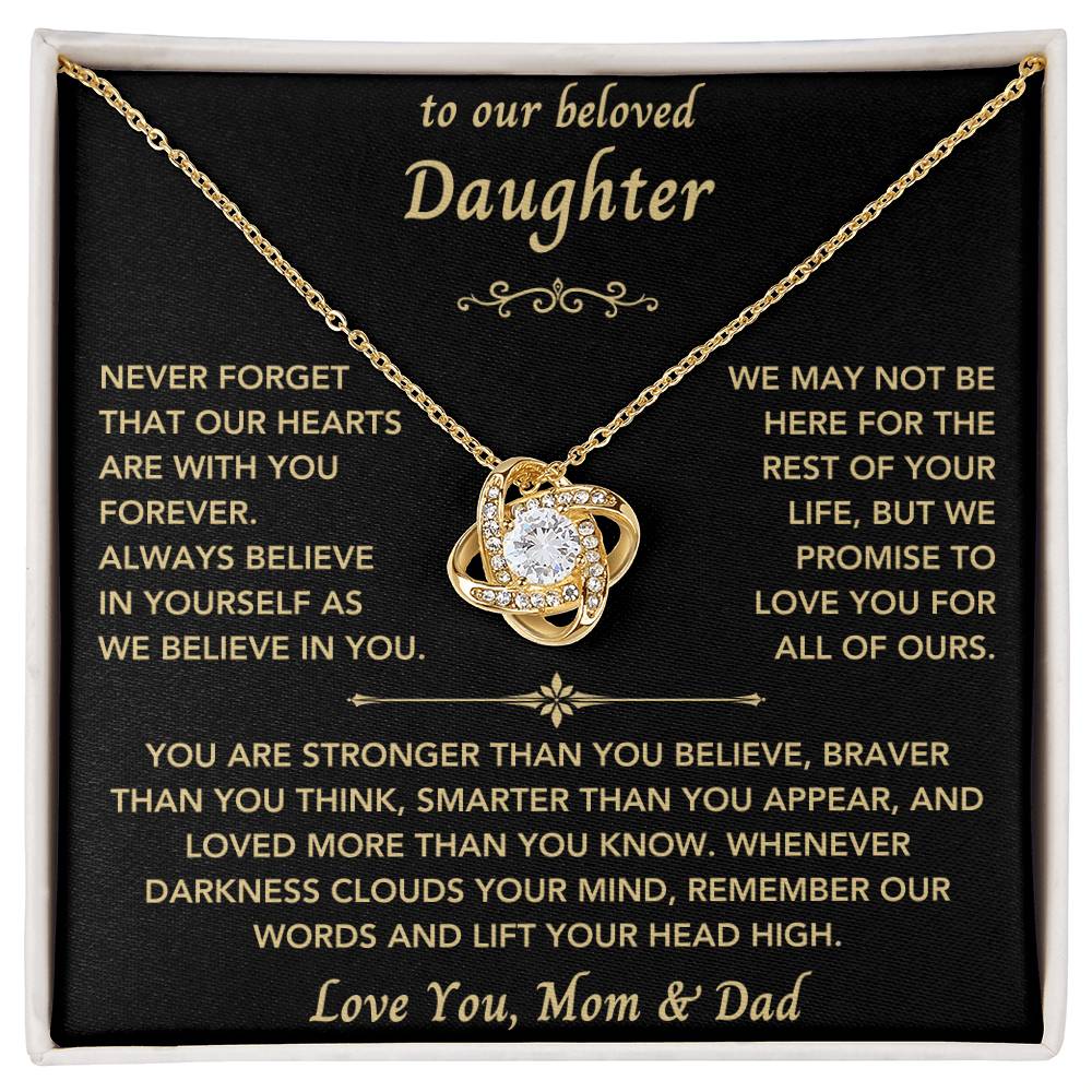 To Our Beloved Daughter from Mom & Dad - Love Knot Necklace-New Design