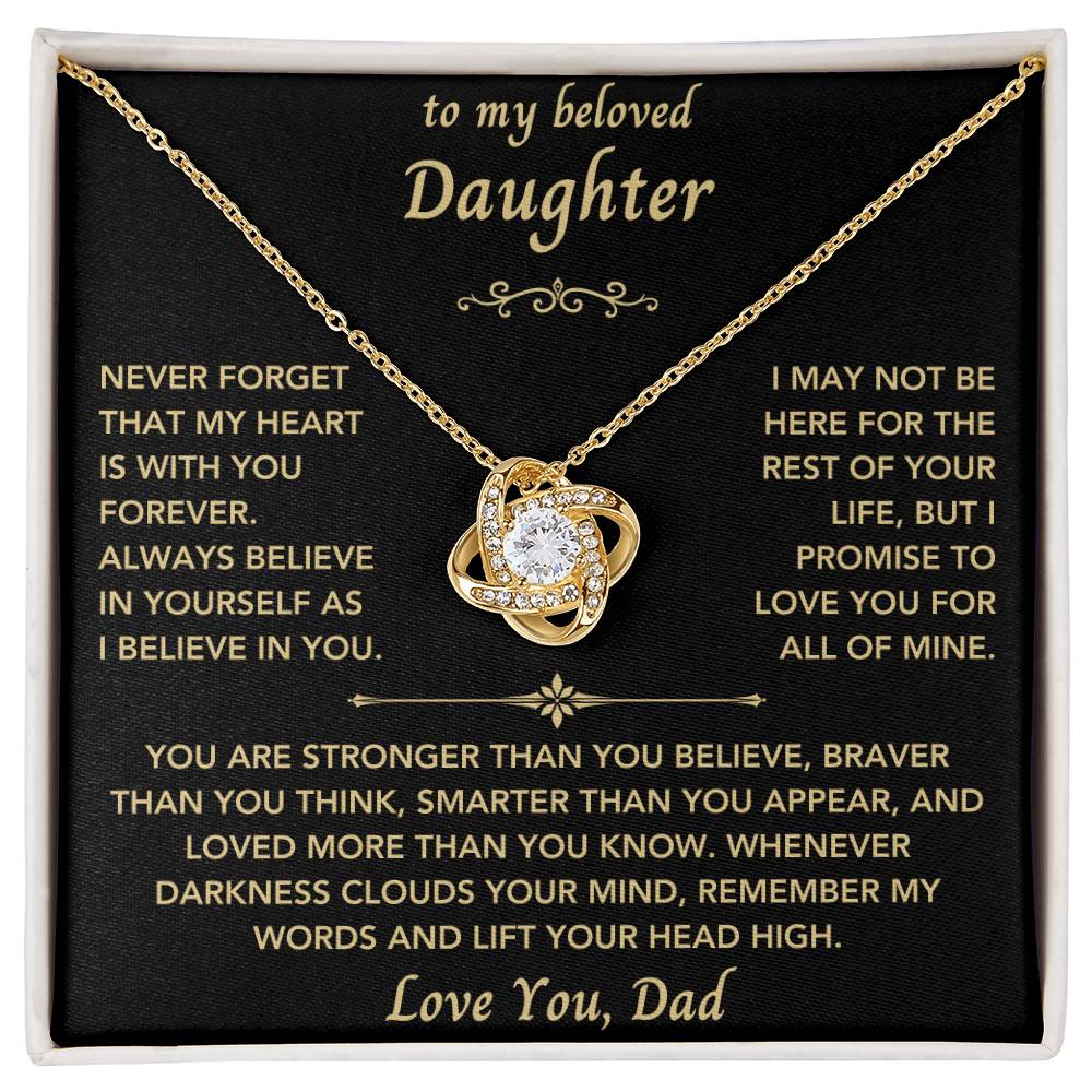 To My Beloved Daughter From Dad - New Design - Love Knot Necklace