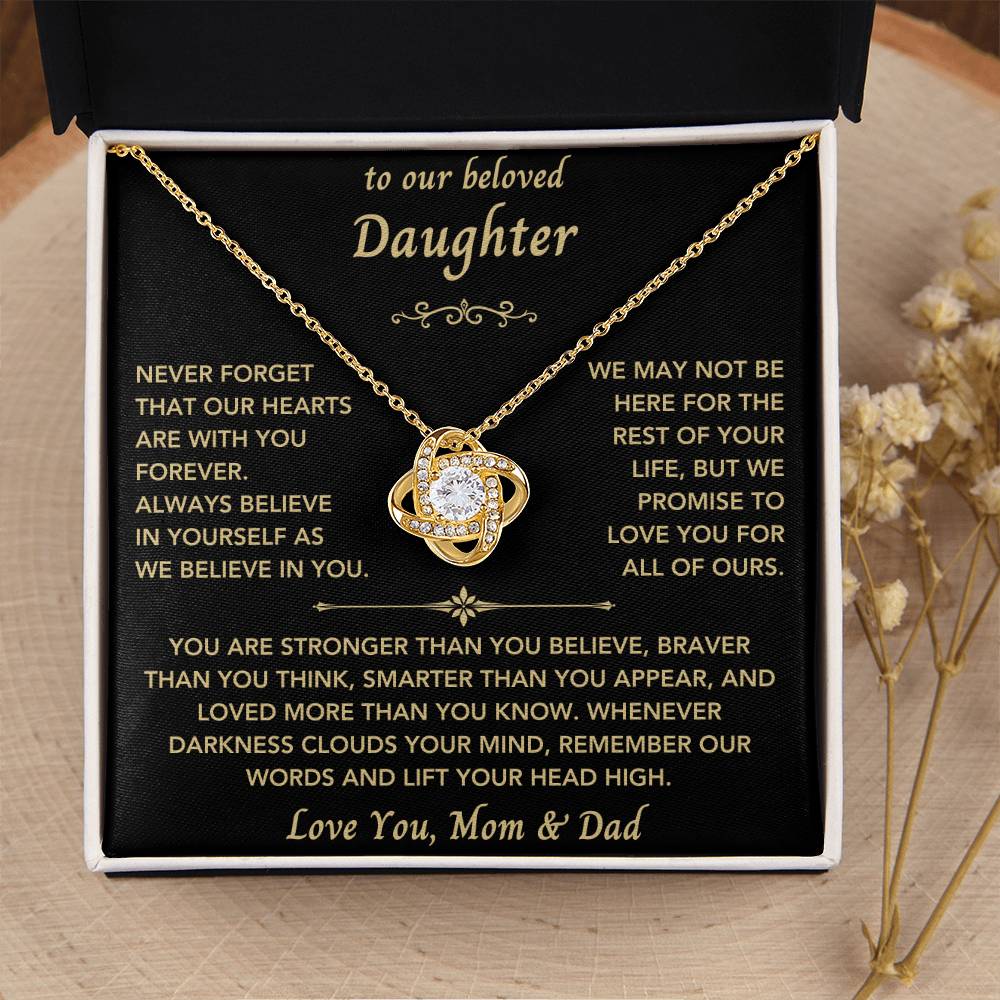 To Our Beloved Daughter from Mom & Dad - Love Knot Necklace-New Design