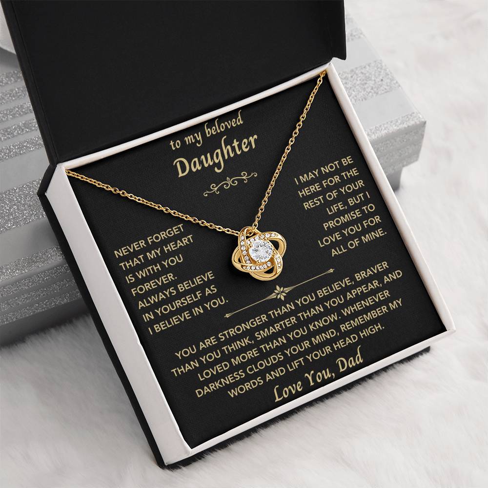 To My Beloved Daughter From Dad - New Design - Love Knot Necklace