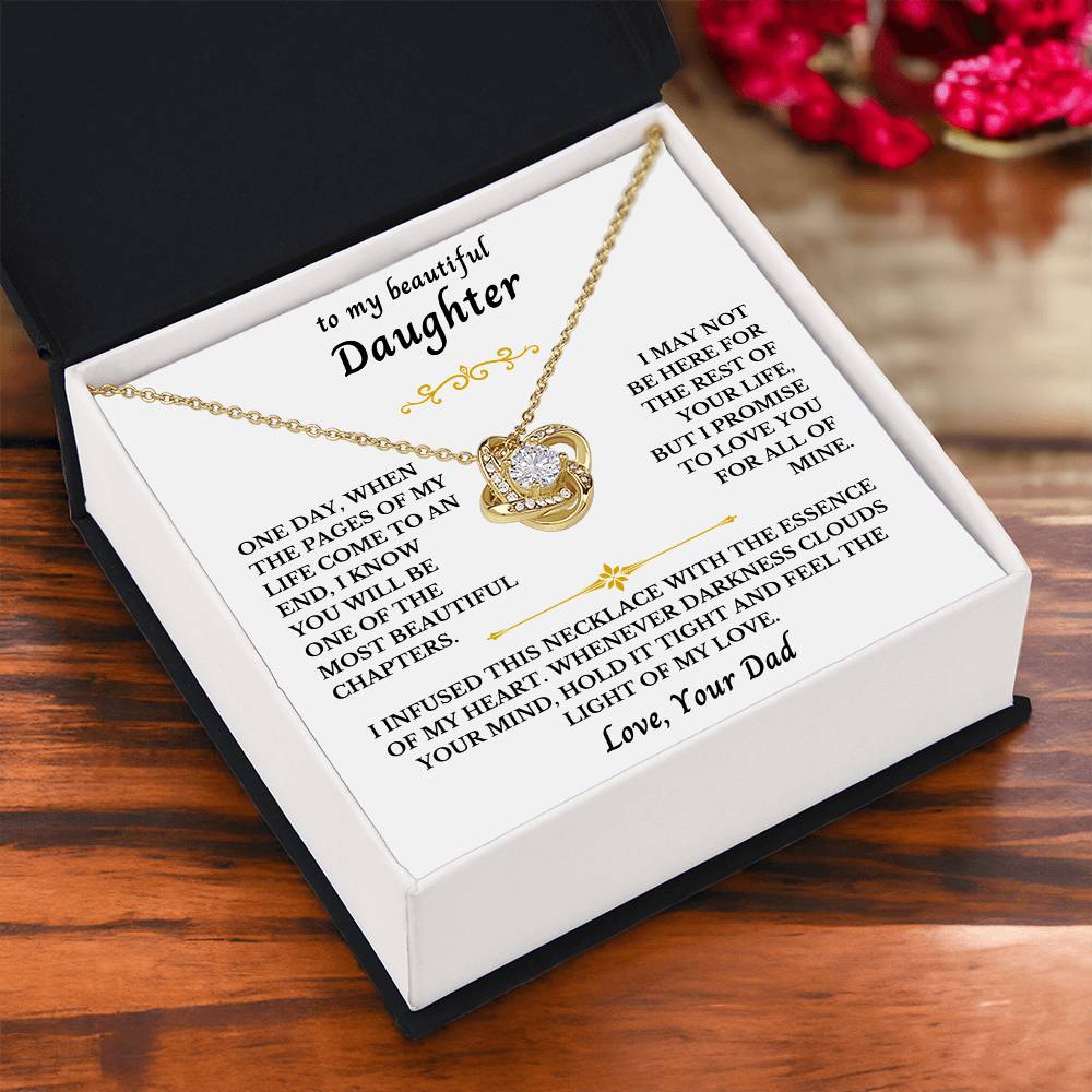 To My Beautiful Daughter From Dad- Love Knot Necklace