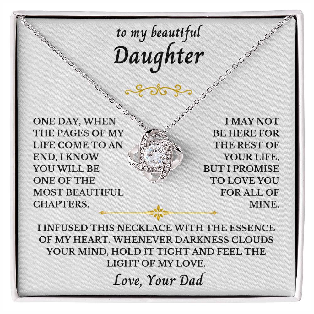 To My Beautiful Daughter From Dad- Love Knot Necklace