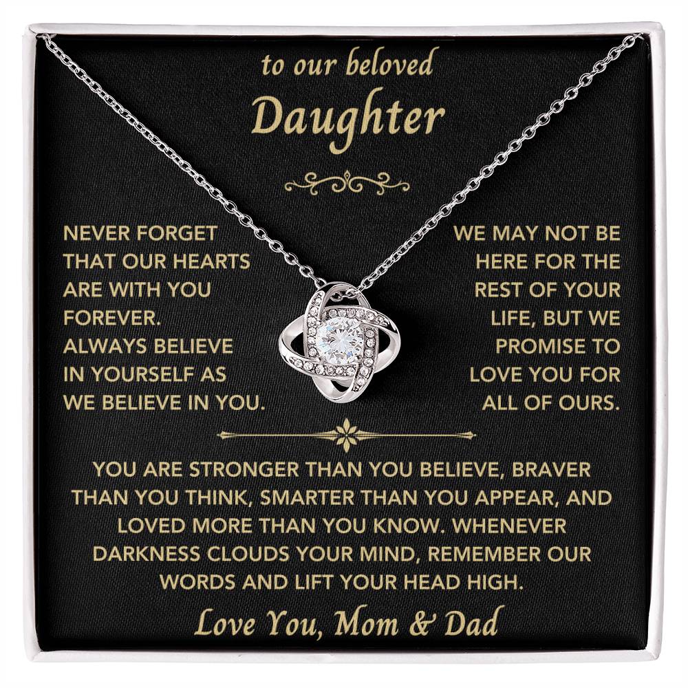 To Our Beloved Daughter from Mom & Dad - Love Knot Necklace-New Design