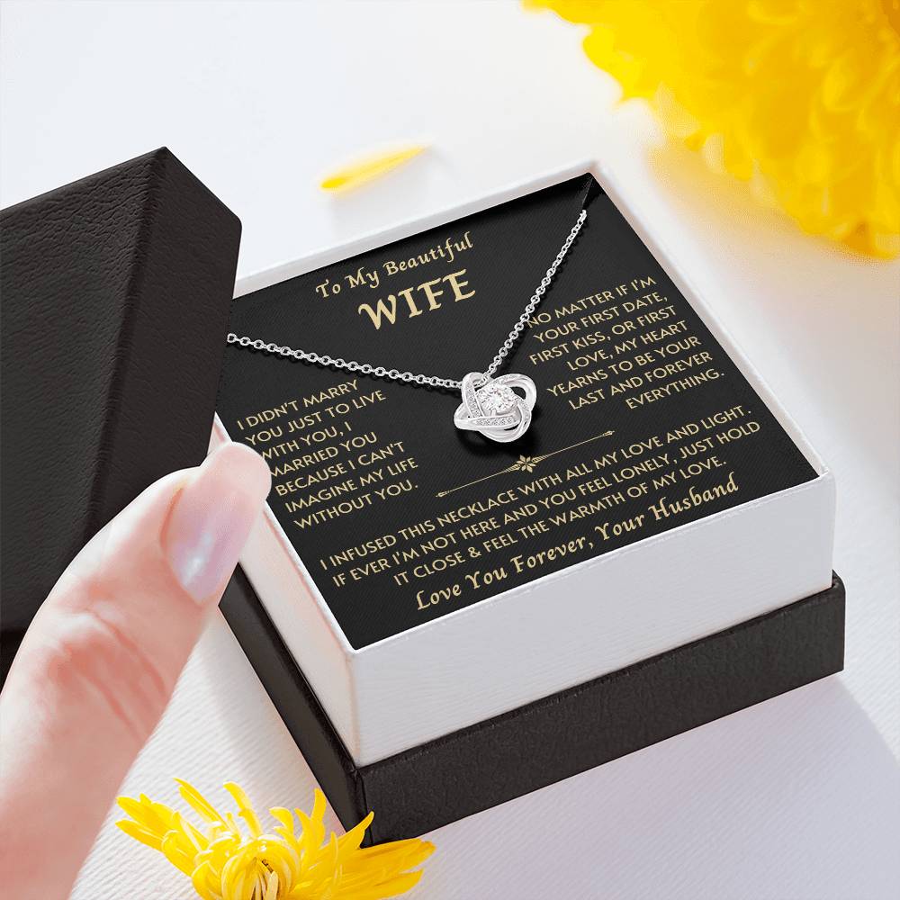 To My Beautiful Wife - Love Knot Necklace - New Design