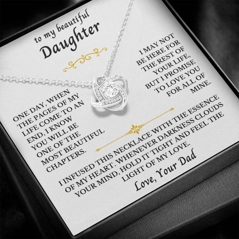 To My Beautiful Daughter From Dad- Love Knot Necklace