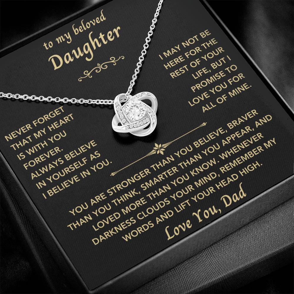 To My Beloved Daughter From Dad - New Design - Love Knot Necklace