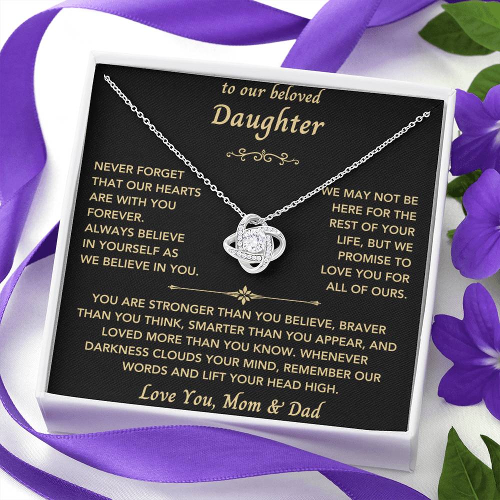 To Our Beloved Daughter from Mom & Dad - Love Knot Necklace-New Design