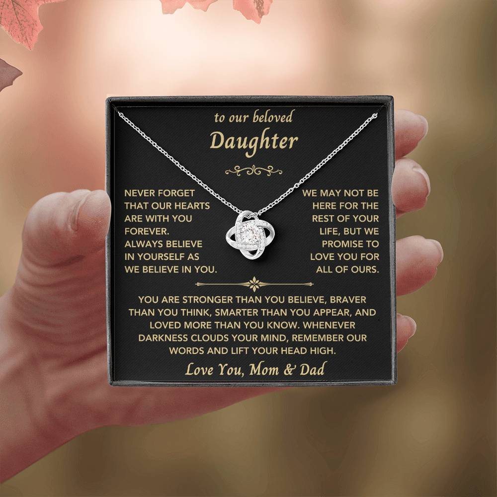 To Our Beloved Daughter from Mom & Dad - Love Knot Necklace-New Design