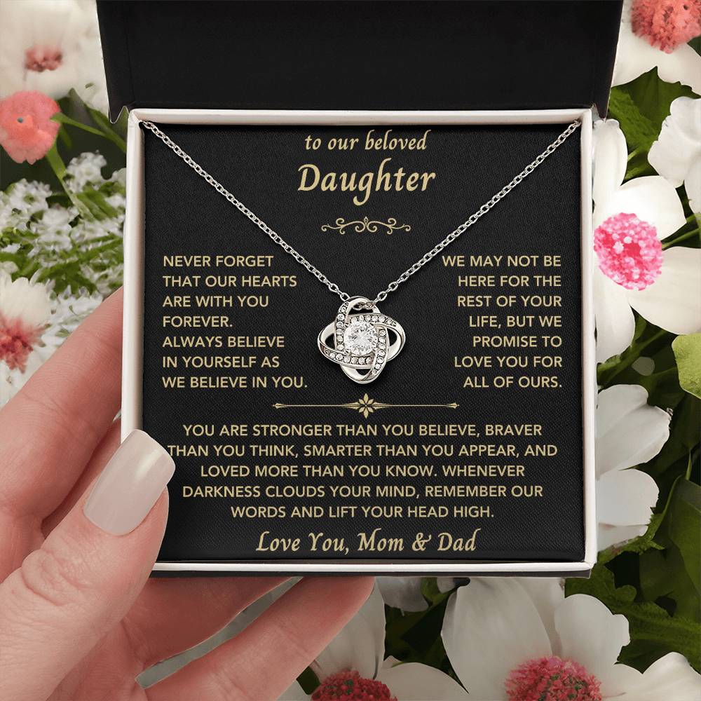 To Our Beloved Daughter from Mom & Dad - Love Knot Necklace-New Design