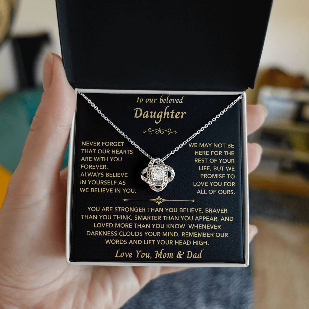 To Our Beloved Daughter from Mom & Dad - Love Knot Necklace-New Design