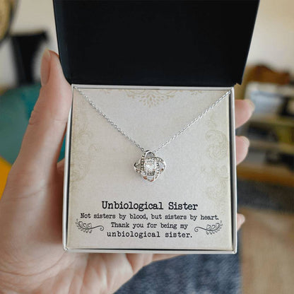 To My Unbiological Sister, Sister By Heart -Love Knot Necklace