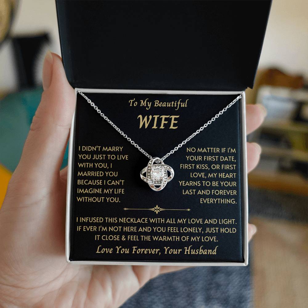 To My Beautiful Wife - Love Knot Necklace - New Design