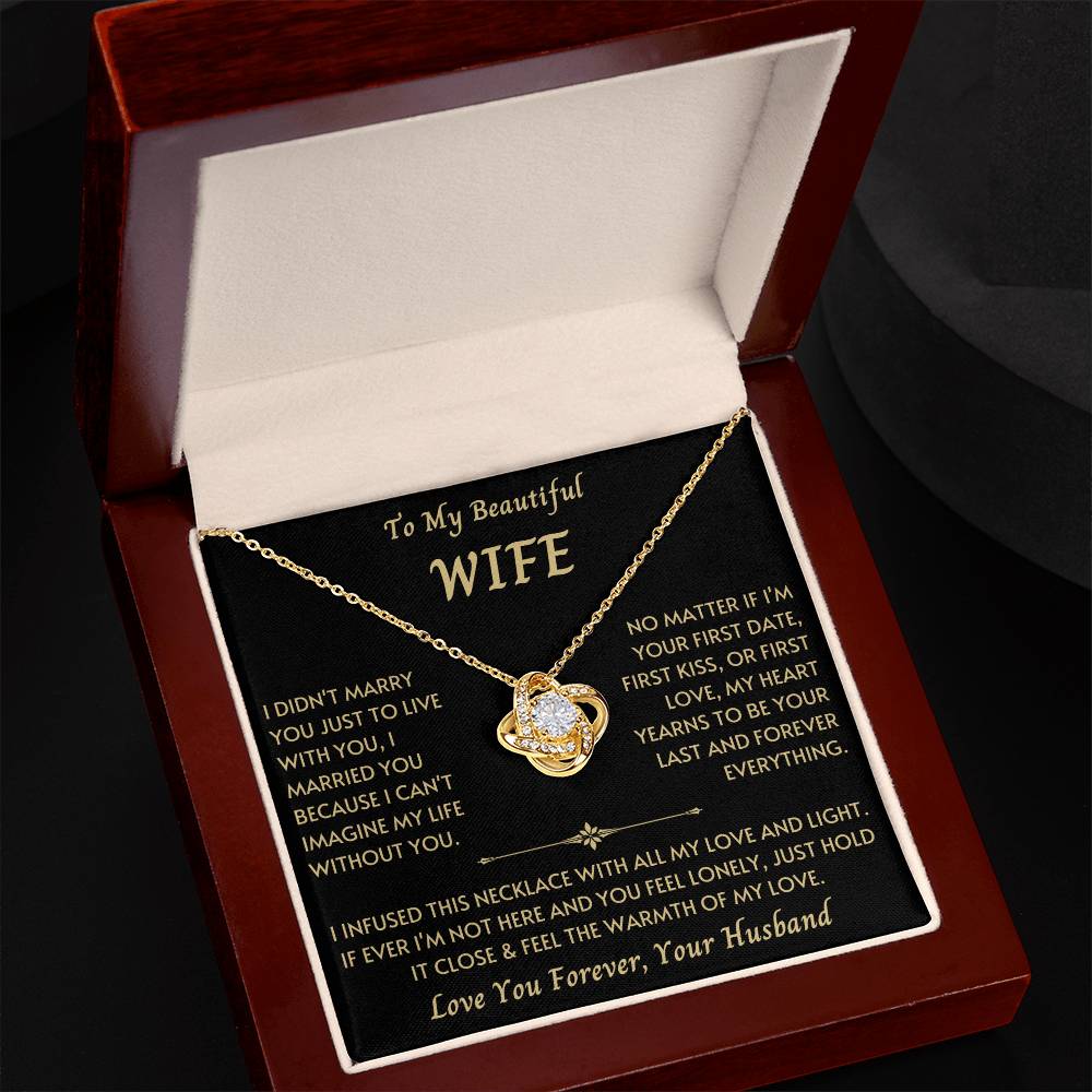To My Beautiful Wife - Love Knot Necklace - New Design