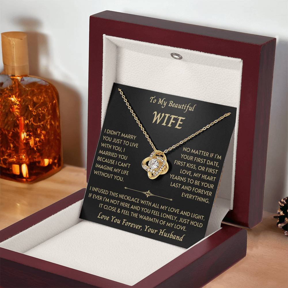 To My Beautiful Wife - Love Knot Necklace - New Design