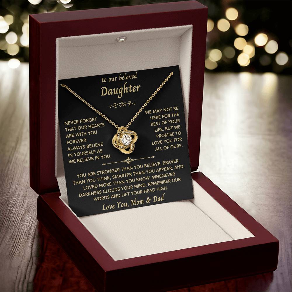 To Our Beloved Daughter from Mom & Dad - Love Knot Necklace-New Design