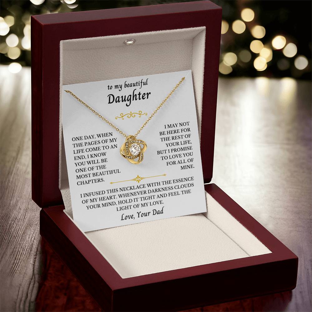 To My Beautiful Daughter From Dad- Love Knot Necklace