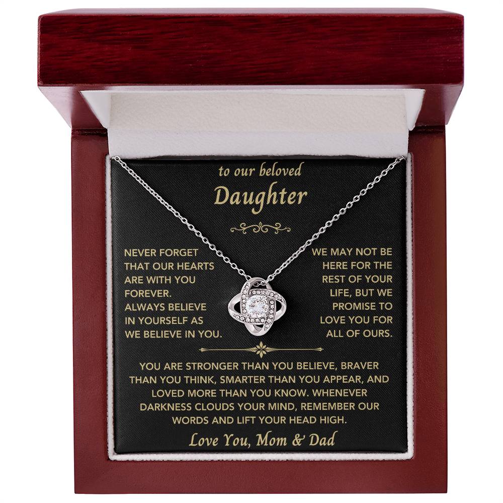 To Our Beloved Daughter from Mom & Dad - Love Knot Necklace-New Design