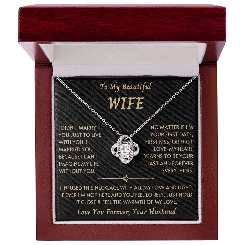To My Beautiful Wife - Love Knot Necklace - New Design