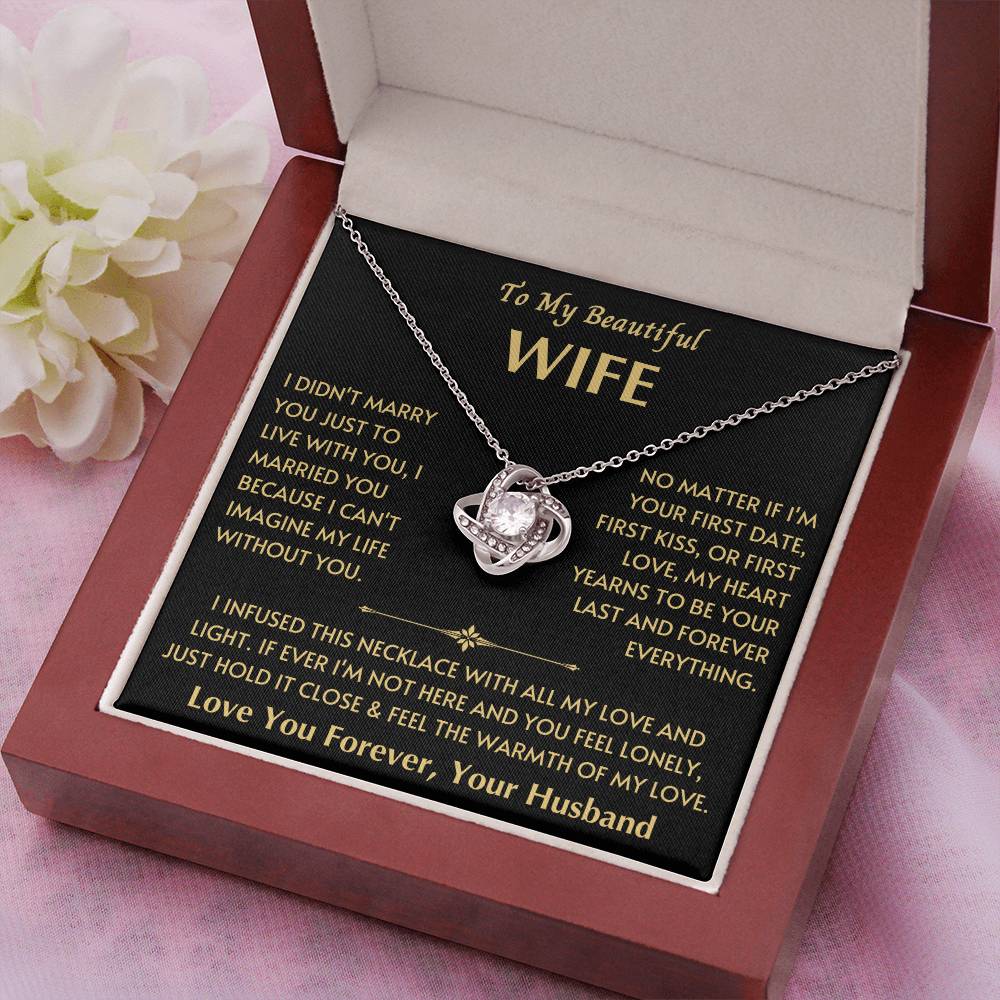 To My Beautiful Wife - Love Knot Necklace