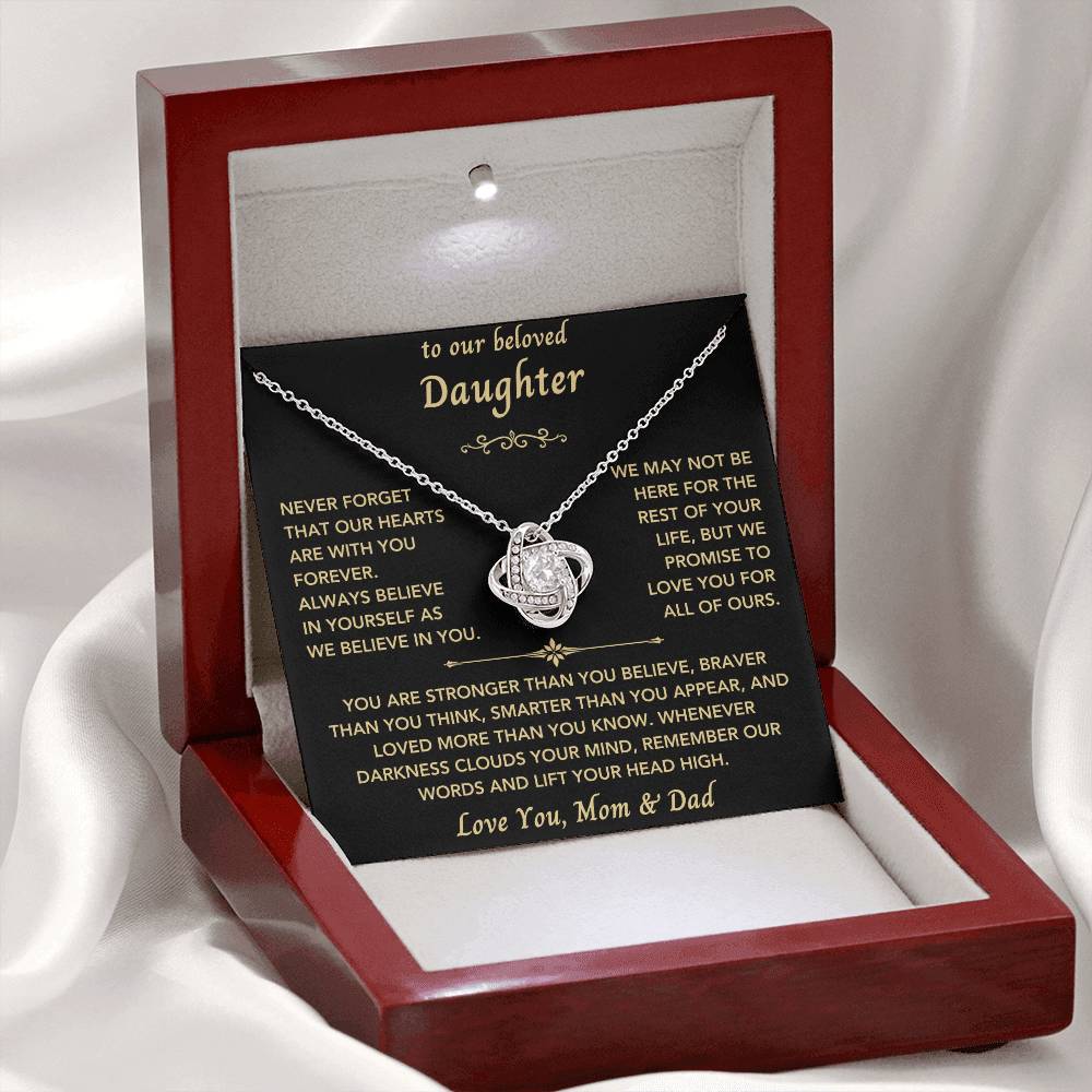 To Our Beloved Daughter from Mom & Dad - Love Knot Necklace-New Design