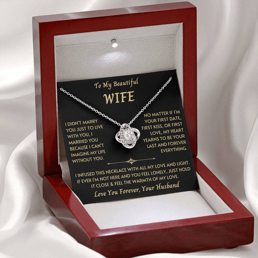 To My Beautiful Wife - Love Knot Necklace - New Design