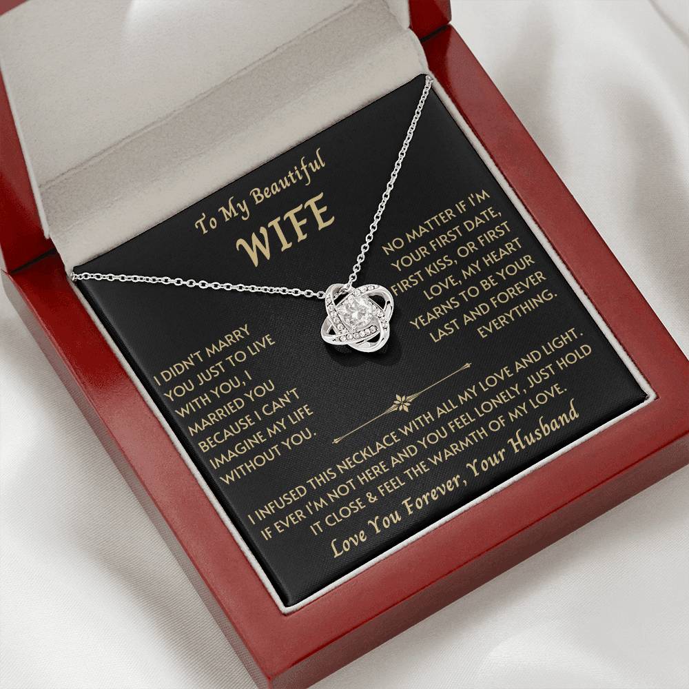 To My Beautiful Wife - Love Knot Necklace - New Design