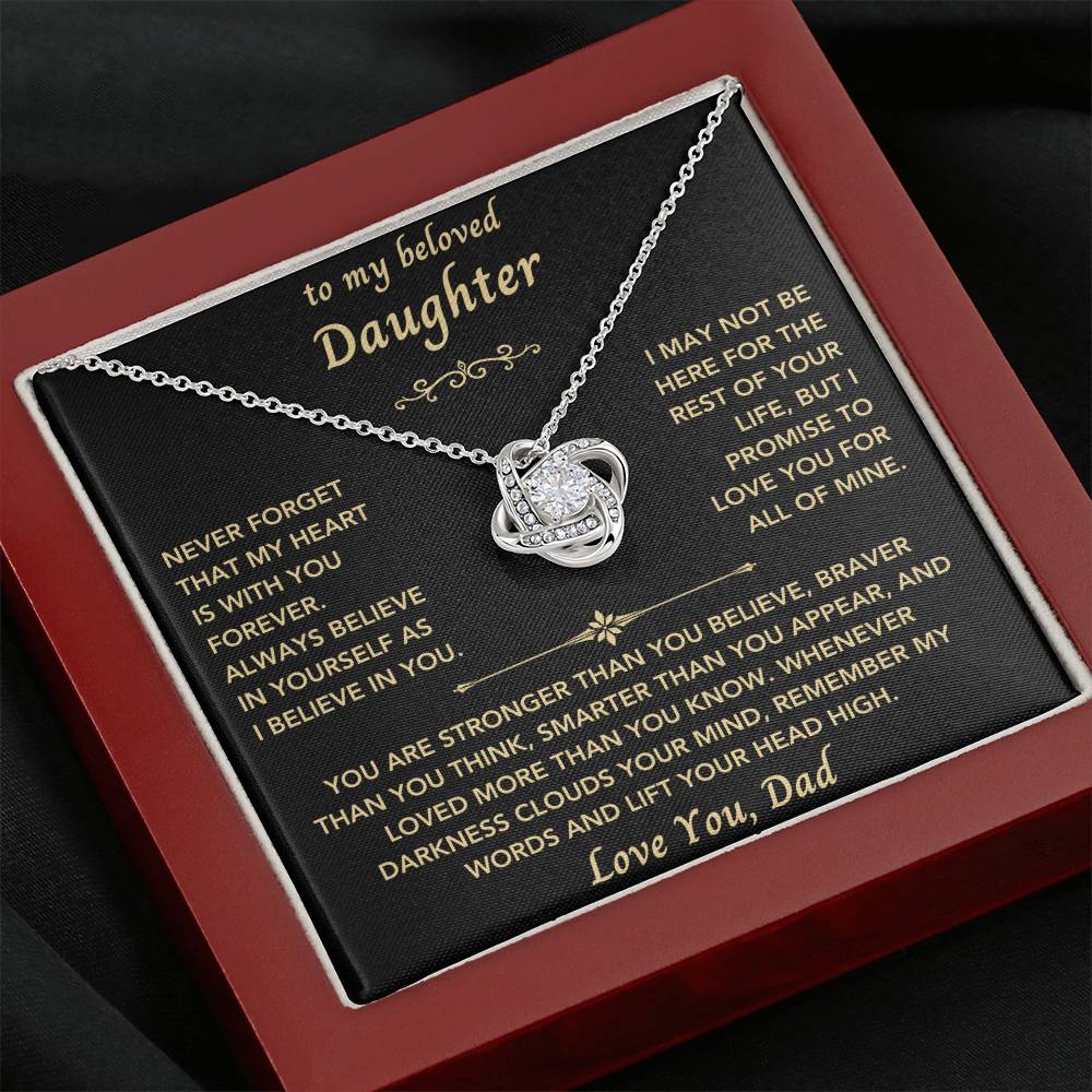 To My Beloved Daughter From Dad - New Design - Love Knot Necklace