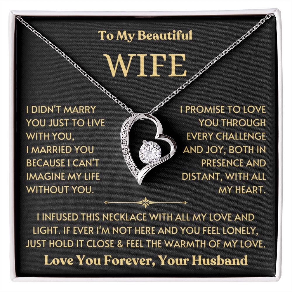 To My Beautiful Wife - Promise to Love You - Love Heart Necklace