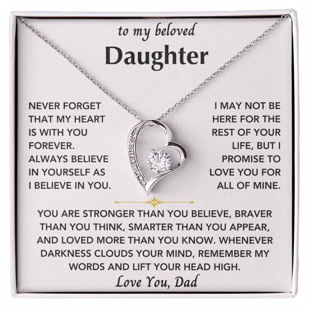 To My Beloved Daughter From Dad- Forever Love Heart Necklace