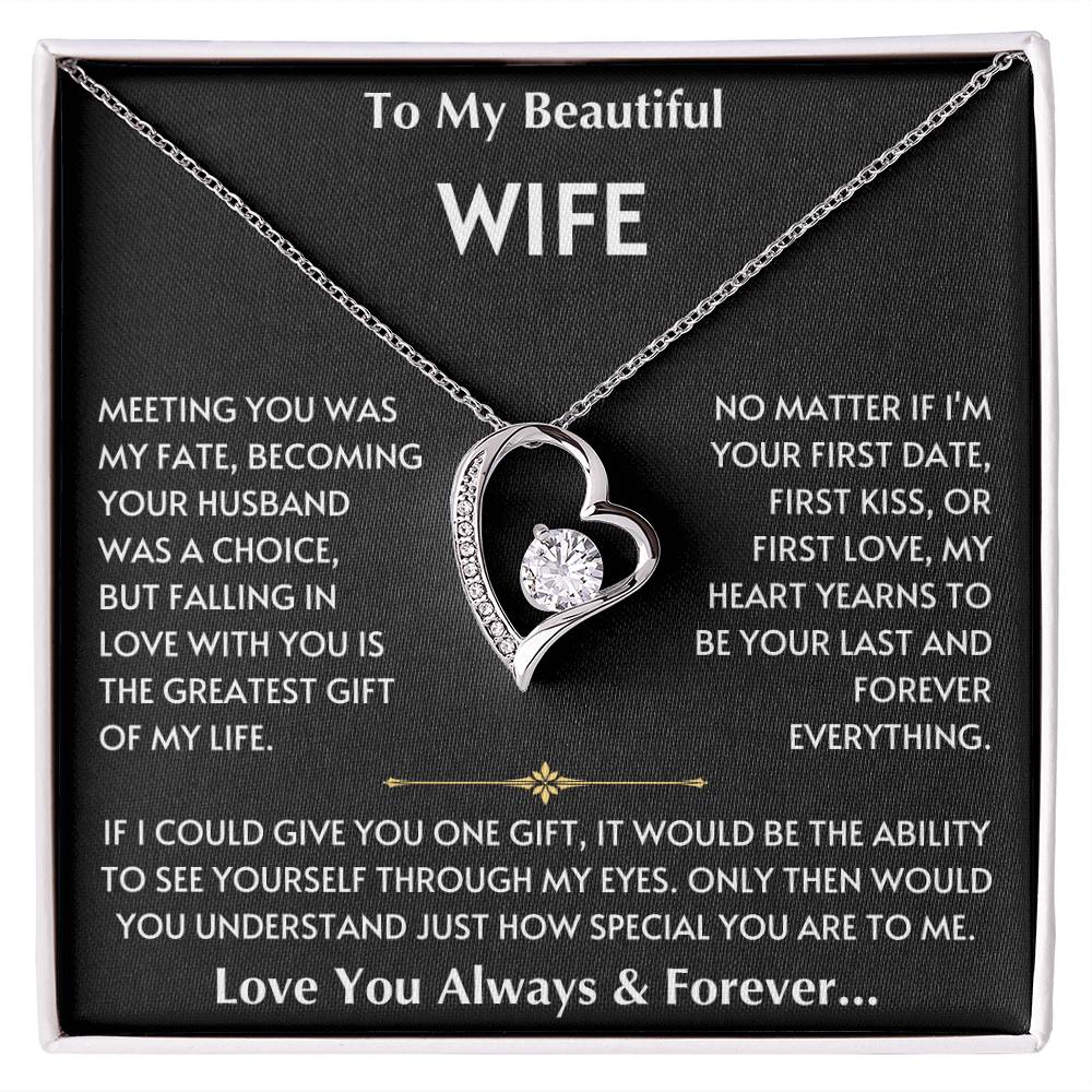 To My Beautiful Wife - Love You Forever - Love Heart Necklace