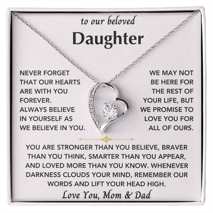 To Our Beloved Daughter From Mom & Dad - Forever Love Heart Necklace