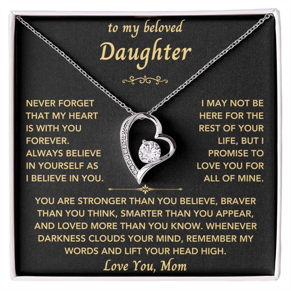 To My Beloved Daughter From Mom- Forever Love Heart Necklace-New Design